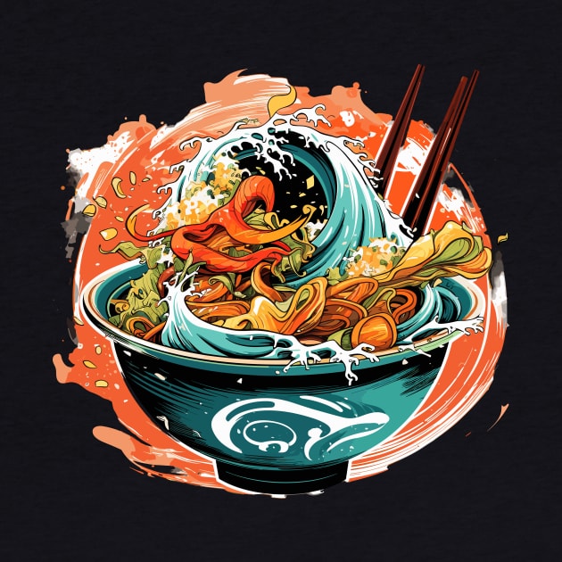 Ramen Noodles Wave Bowl Japan by Vermilion Seas